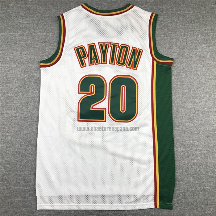 Camiseta Seattle SuperSonics Gary Payton NO 20 Historic Retro Blanco
